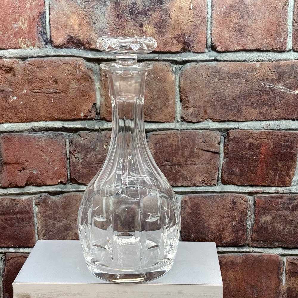 Vtg Crystal Decanter European Cut Heavy Glass Large w/Stopper Barware